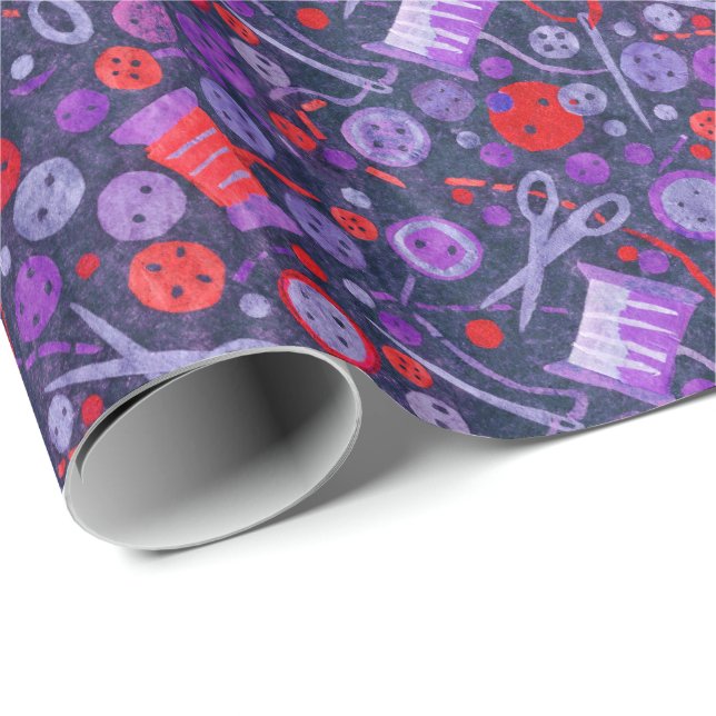 Home Hobby Sewing Paper Collage Pattern Blue Red (Roll Corner)