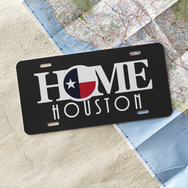 HOME Houston (black background) License Plate (In Situ)