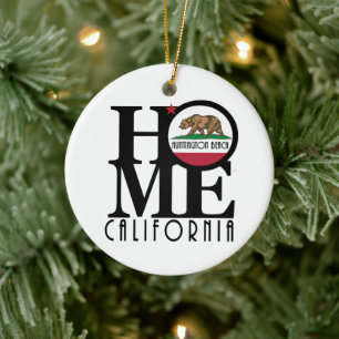 HOME Huntington Beach California Ceramic Ornament