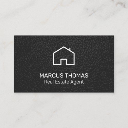 Home Icon  Black Leather Background Appointment Card