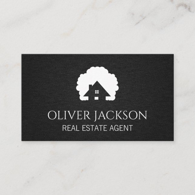 Home Icon | Black Texture Business Card (Front)