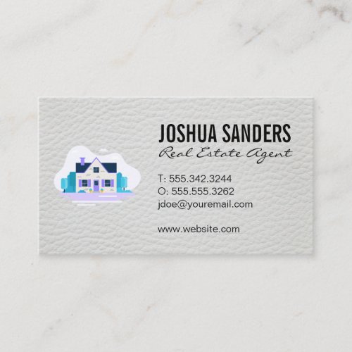 Home Icon  Leather Texture Business Card