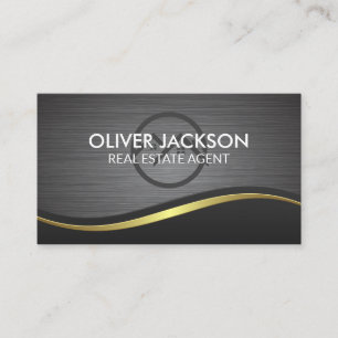 Home Icon   Metallic Brushed Wave Background Business Card