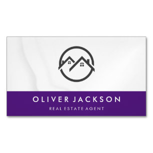Home Icon   Purple   White Drapery Business Card Magnet