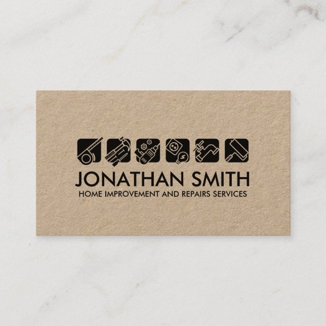 Home improvement and repair handyman services business card (Front)