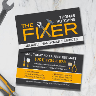 Home improvement and repair handyman services business card
