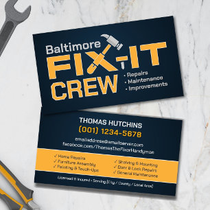 Home improvement and repair handyman services business card