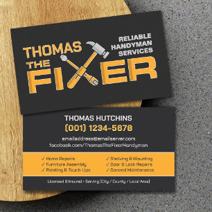 Home improvement and repair handyman services business card