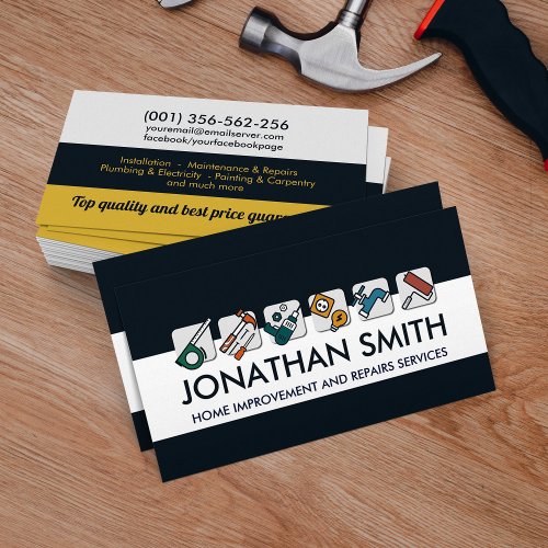 Home improvement and repair handyman services business card
