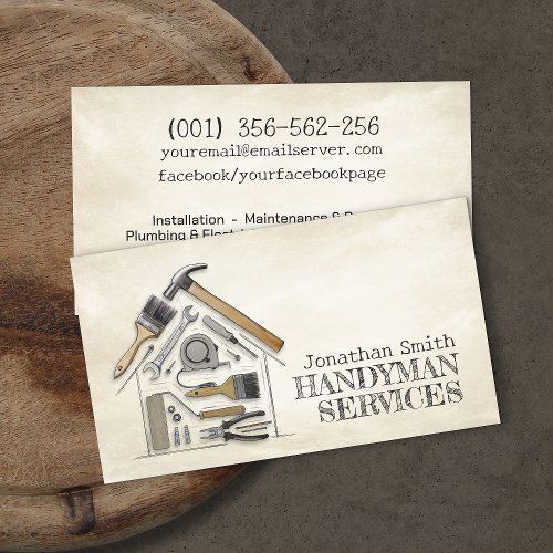 Home improvement and repair handyman services business card