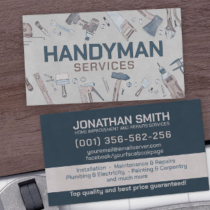 Home improvement and repair handyman services business card