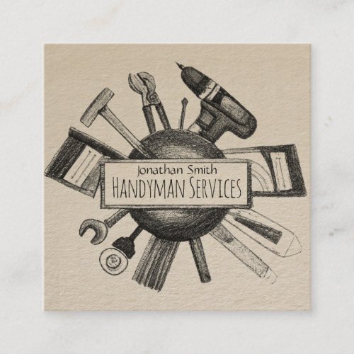 Home improvement and repair handyman services square business card