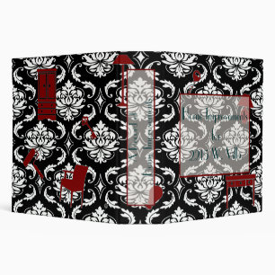 Home Improvement Binder - Damask Red & Black