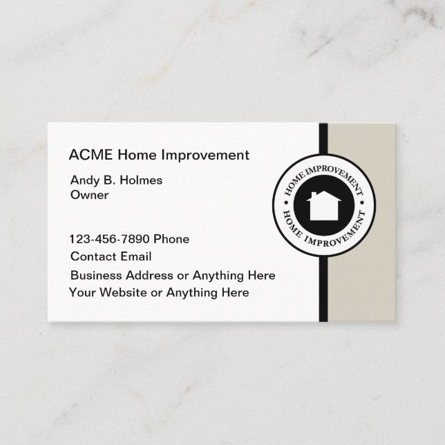 Home Improvement Construction Business Cards (Front)