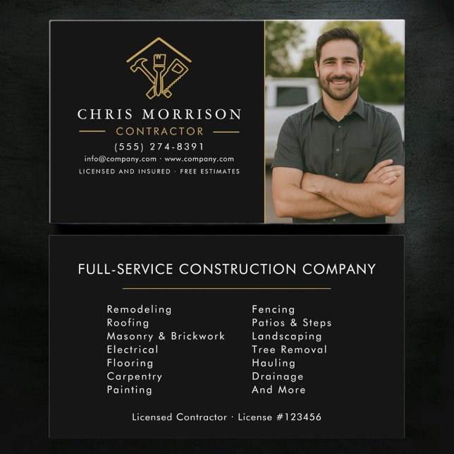 Home Improvement Photo Building Construction Business Card (Creator Uploaded)