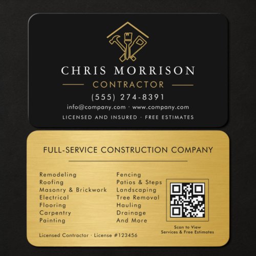 Home Improvement QR Code Metallic Business Card