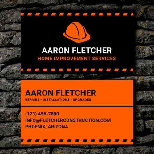 Home Improvement Services Orange Hard Hat Business Card