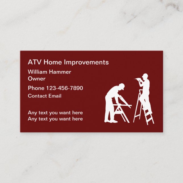 Home Improvement Theme Construction Business Cards (Front)