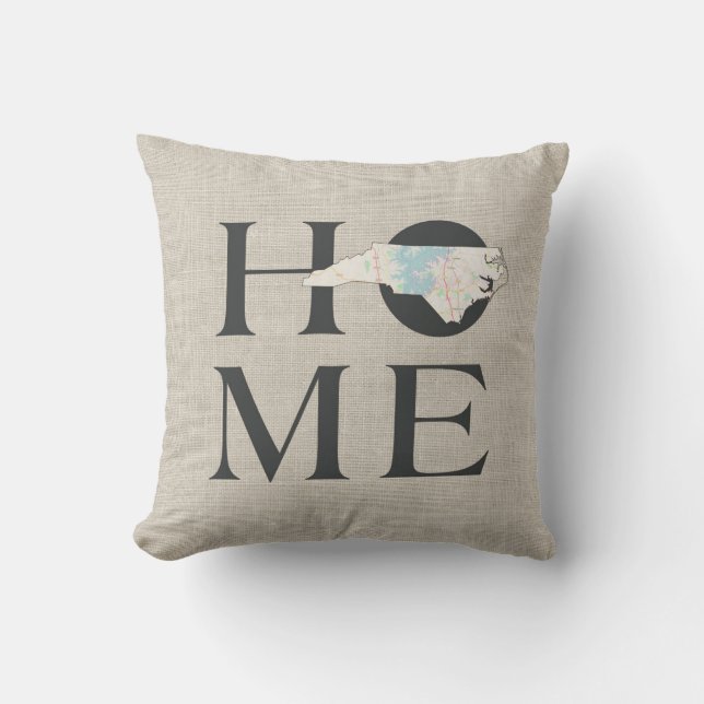 HOME in North Carolina Throw Pillow (Front)