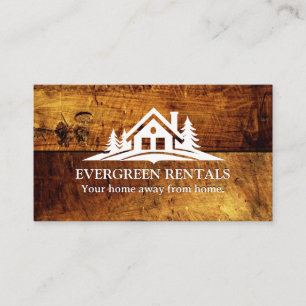 Home in the Wood Silhouette Wooden Boards Business Card