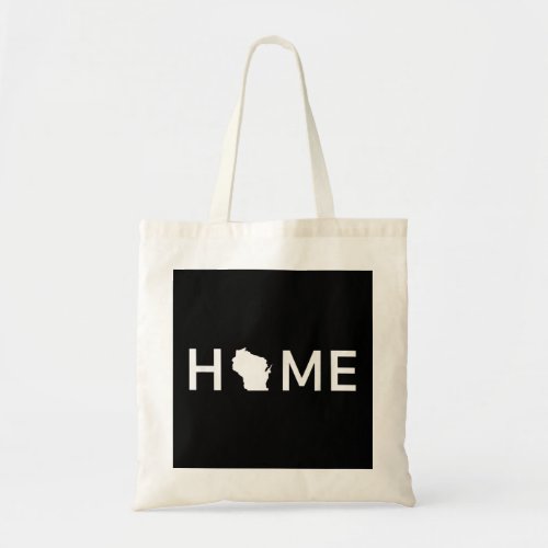 Home In Wisconsin Love US State Outline Silhouet Tote Bag