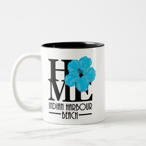 HOME Indian Harbour Beach 11oz blue hibiscus Two_Tone Coffee Mug