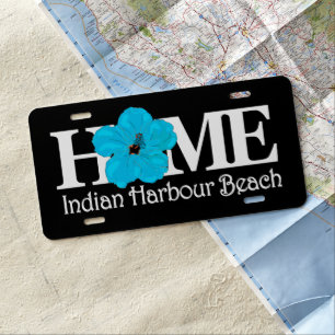 HOME Indian Harbour Beach Blue Hibiscus License Plate
