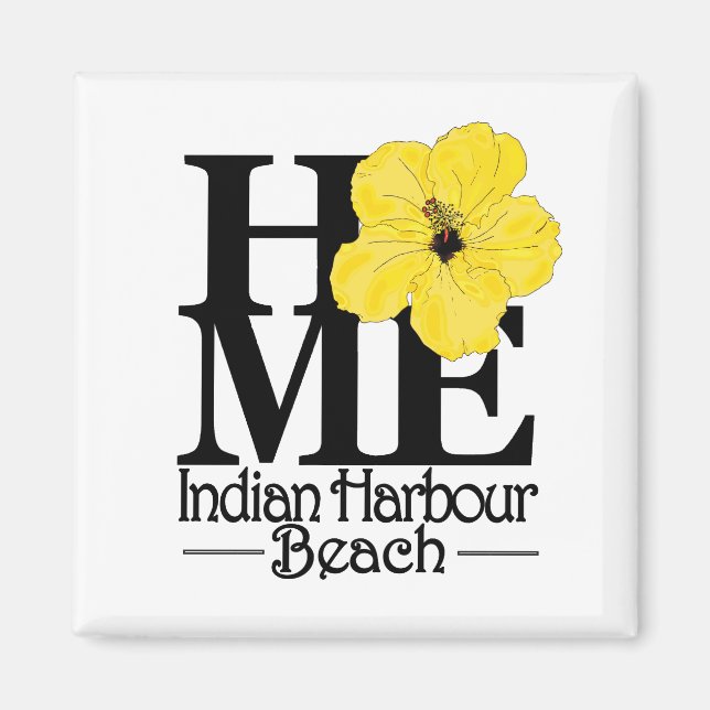 HOME IndianHarbour Beach Yellow Hibiscus Magnet (Front)