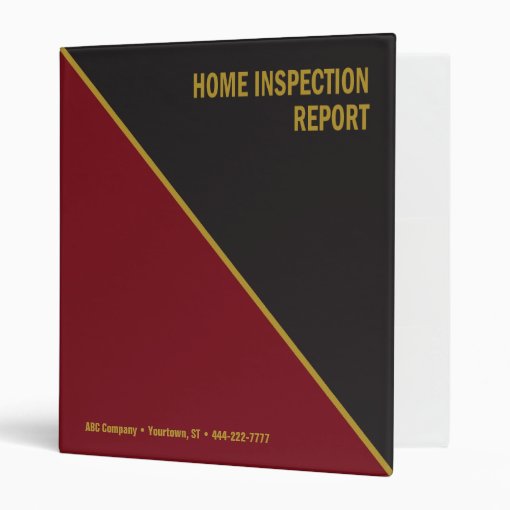 Home Inspection binder black and red professional Zazzle