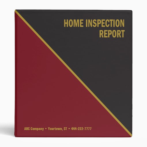 Home Inspection binder black and red professional Zazzle
