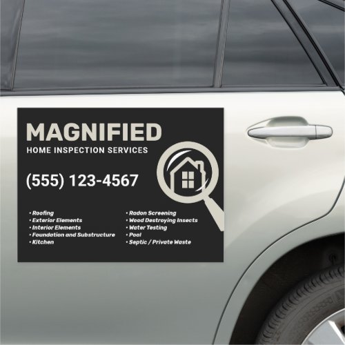 Home Inspection Black  Car Magnet