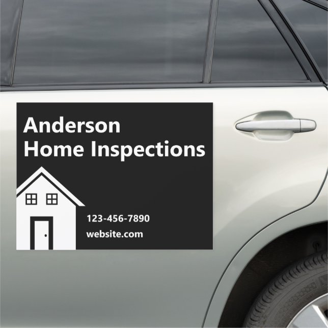 Home Inspection Black & White Business Name Car Magnet (In Situ)