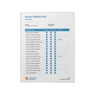 Home inspection checklist notepad