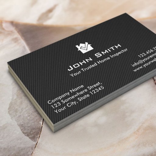 Customizable Black Carbon Fiber Home Inspection Business Card