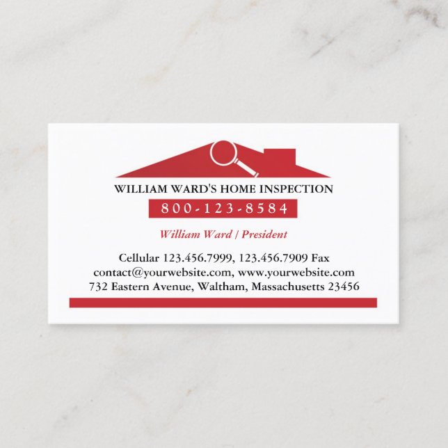 Home Inspector Business Card Template  (Front)
