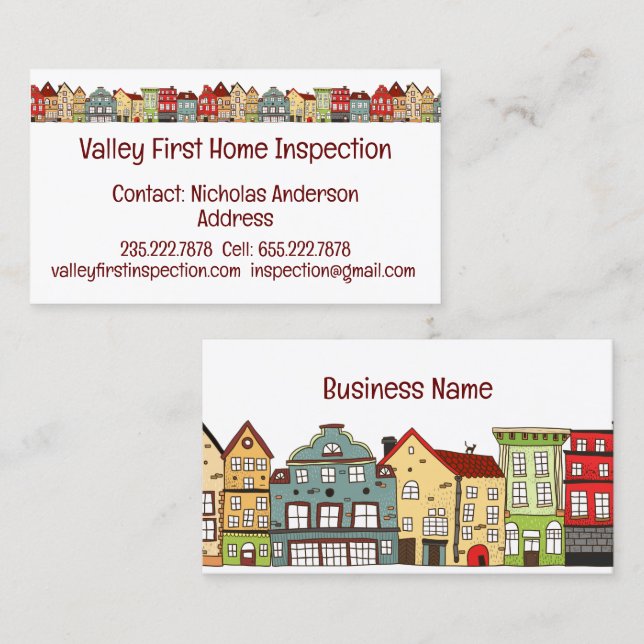 Home Inspector Licensed House Inspector Business C Business Card (Front/Back)