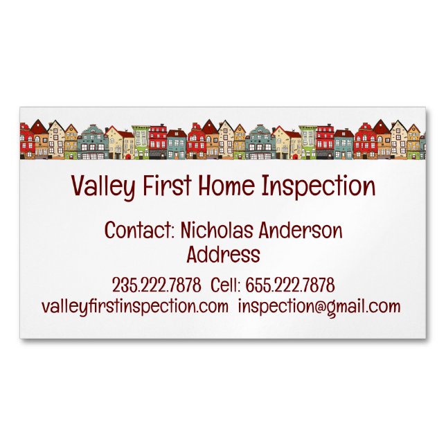 Home Inspector Licensed House Inspector  Business Card Magnet (Front)