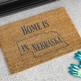 Home is in Nebraska Fiber Doormat