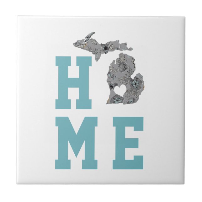 Home Is Michigan The Great Lakes State Decor Ceramic Tile (Front)