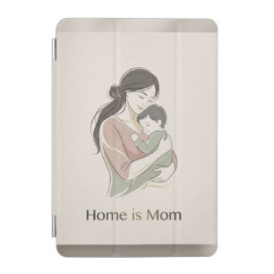 Home is Mom Minimalist Line Art Mother Baby Hug Ph iPad Mini Cover