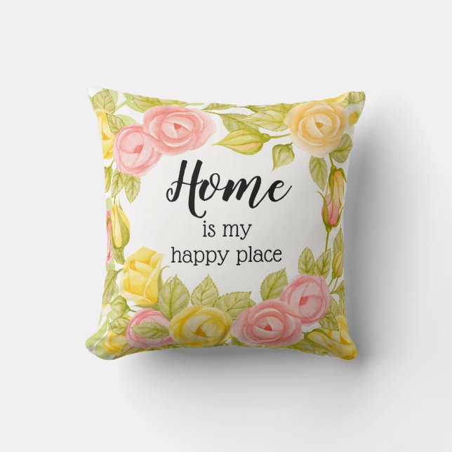 Home is My Happy Place Throw Pillow (Front)