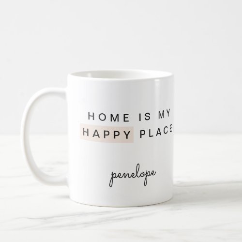 Home is My Happy Place with Name Coffee Mug