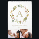 Home is our happy place watercolor foliage photo calendar<br><div class="desc">Home is our happy place watercolor foliage multi photo calendar. The perfect family calendar for yourself or as a gift.</div>