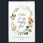 Home is our happy place watercolor foliage photo calendar<br><div class="desc">Home is our happy place watercolor foliage multi photo calendar. The perfect family calendar for yourself or as a gift.</div>