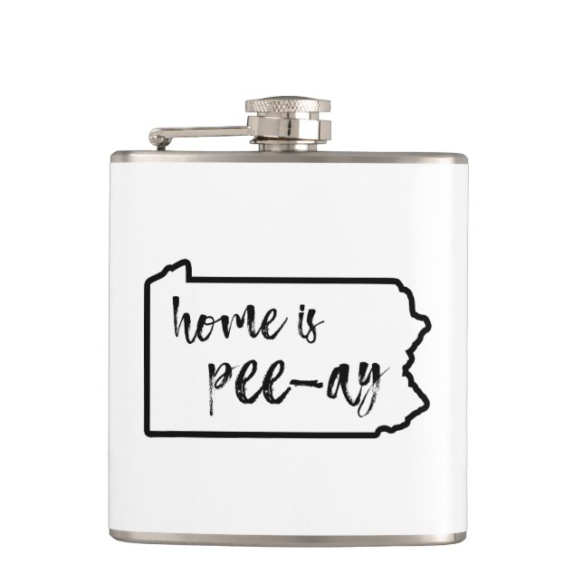 Home Is Pee-Ay Pennsylvania Flask (Front)