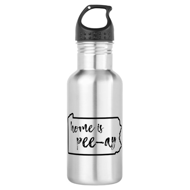 Home Is Pee-Ay Pennsylvania Stainless Steel Water Bottle (Front)