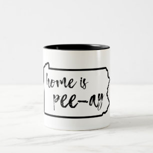 Home Is Pee-Ay Pennsylvania Two-Tone Coffee Mug