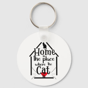 Home is Place Where the Cat is, House Silhouette Keychain