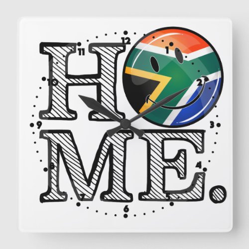 Home is South Africa Smiling Flag Housewarming Square Wall Clock