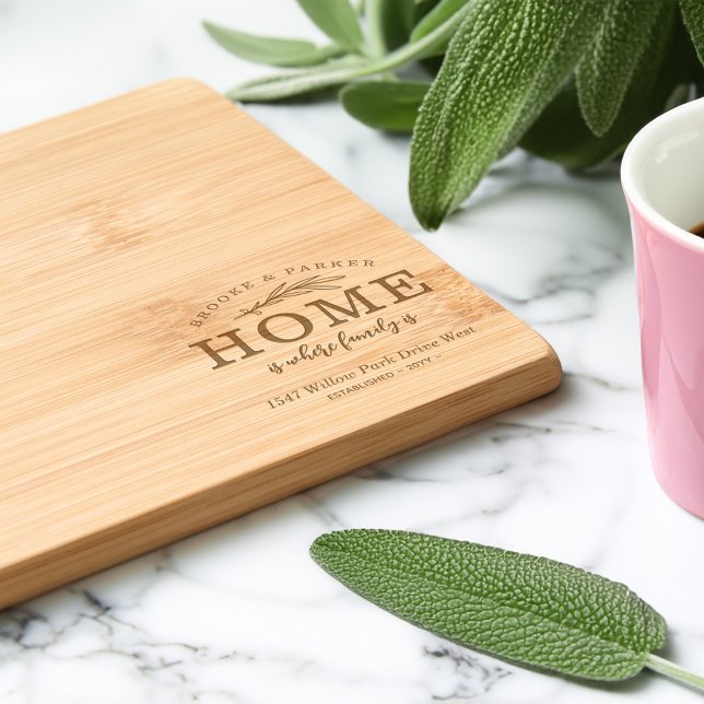 Home is Where Family is Personalized Name Address Engraved Cutting Board (Home is Where Family is Personalized Name Address Cutting Board)